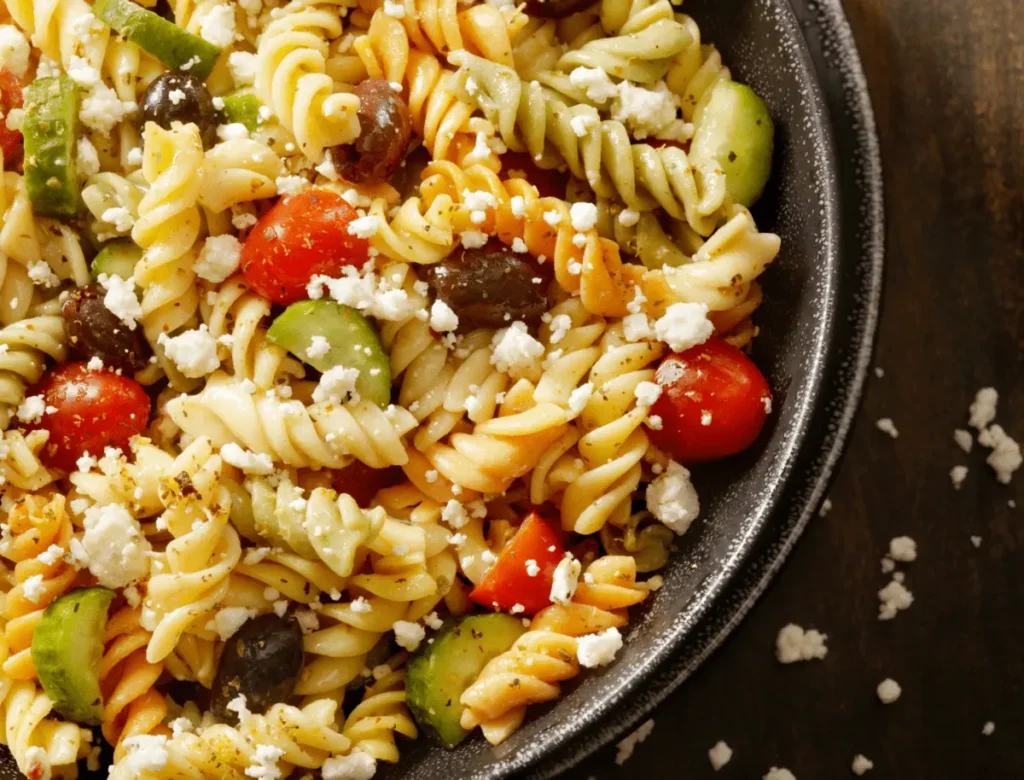 Gluten-free pasta salad with fresh vegetables