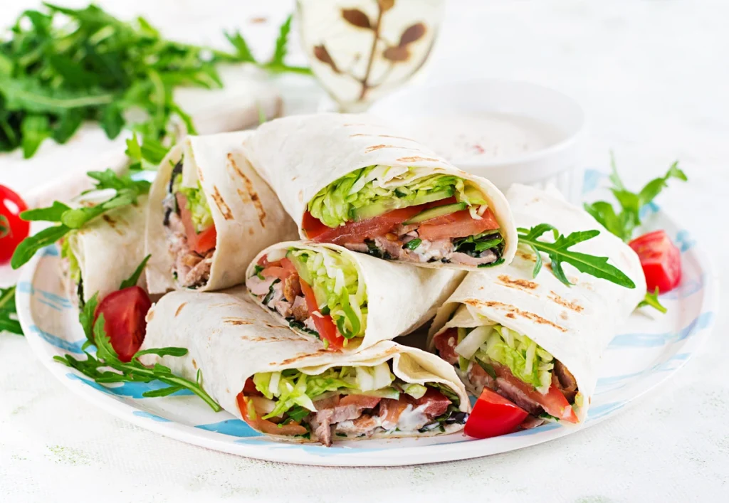 Gluten-free wraps with turkey and avocado