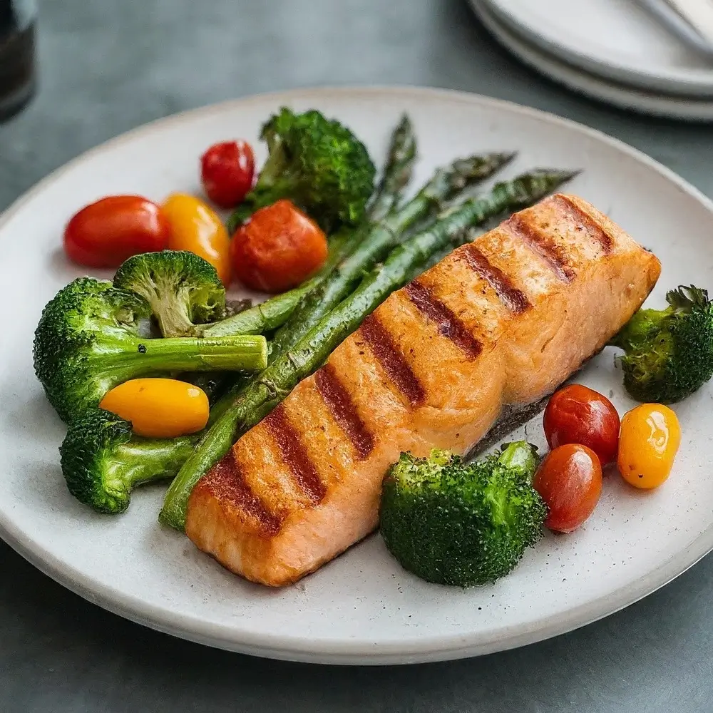 Grilled Salmon with Roasted Vegetables