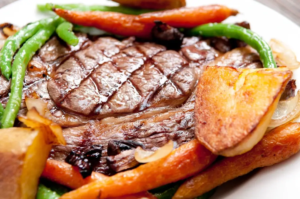 Steak with Sweet Potato and Salad